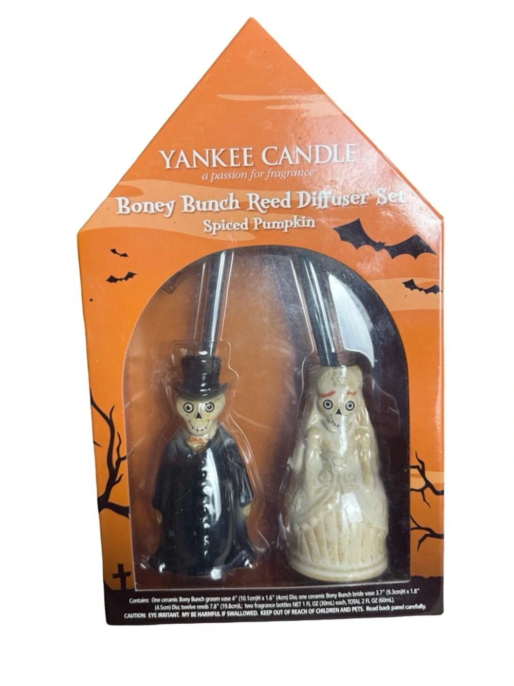 NIB Vintage Boney Bunch Yankee Candle Halloween Diffuser bride groom